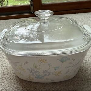 RARE Vintage Corning Ware Pastel Flowers 3 Liter With Lid Pyrex A-3-B Floral